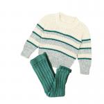 Winter Kids Cotton Hand Knitted Lounge Chunky Striped Sweaters Tight Leggings 2PCS for sale