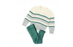China Winter Kids Cotton Hand Knitted Lounge Chunky Striped Sweaters Tight Leggings 2PCS supplier