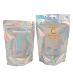 Customized Holographic Color Bags Foil Pouch Bag with Smell Proof  and Resealable Function for sale