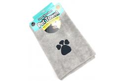 China Gray Color  Microfiber Pet Towel With Paw Embroider supplier