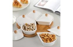 China Circular Sector Shape Ceramic Divided Plate Tray For Appetizer Chips supplier