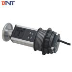 Compact Silver Pop Up Counter Outlet With Double USB Charger Interfaces