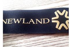 China 30MM Black Jacquard Elastic Band Silk - Screen Printed With Glossy Golden Silicone Logo supplier