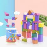 Toddlers DIY Kids Big Particles Wooden Building Blocks Colorful for sale