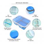 Rectangle 460g 3 Compartments Silicone Folding Lunch Box