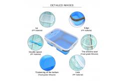 China Rectangle 460g 3 Compartments Silicone Folding Lunch Box supplier