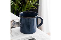 China Restaurants Transitional Blue Porcelain Mugs Ceramic Cup With Handle supplier