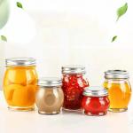 Food Container Clear Glass Honey Jar With Metal Cover BPA Free Reusable