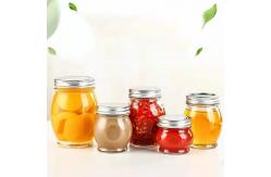 China Food Container Clear Glass Honey Jar With Metal Cover BPA Free Reusable supplier