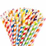 Recyclable Milkshake Striped Paper Straws Food Safe  Dye Free CE Certificited for sale