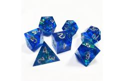 China Blue Ocean Heart Crystal Resin Boarding Dice Set Dragon and Dungeon supplier