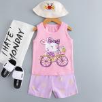 Bicycle Rabbit Print Pajama Set / animal print pjs breathable moderate tightness for sale