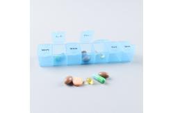 China Portable Long Plastic 7 Grid Weekly Pill Box Organizer With Clear Lid supplier