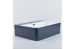 China Easy Maintain Rectangular Vessel Sink With Overflow Ceramic Basin Price For Hotel supplier