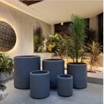 Frost Resistant Plain Matte Round Fiber Clay Pot For Indoor Home Garden for sale