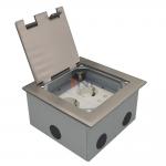 silver dual 2 pin power flip up floor socket box
