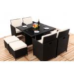 8CM Thickness Cushion Rattan Dining Table And Chairs 4PCS Ottoman Covered for sale