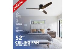 China Wooden Blades Flush Mount Smart APP Control Ceiling Fan With Light supplier