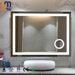 IP44 Rated Silver Square Cosmetic Mirror with LED Illumination Easy Wall Mounting for sale