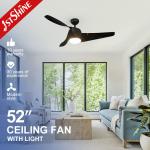 Home Office Fan Diameter 52 Inch with LED Lights and Decorative 3 Wooden Color Blades for sale