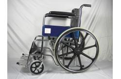 China ISO Foldable Steel Wheelchair With Solid Castor Rear Wheel supplier