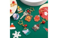 China Customized Christmas Keychain with Metal Ring and Transparent Snowman Print supplier