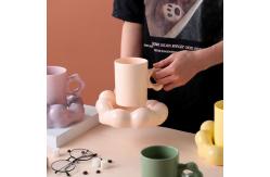 China Matte Nordic Ceramic Cappuccino Cup , Flower Shape Ceramic Pottery Coffee Mugs supplier