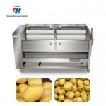 Industrial 1500KG/H Potato Washing And Peeling Machine Vegetable Brush Roller Cleaning Equipment for sale