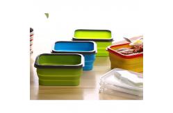 China Green Rectangle Microwavable Food Storage Container Kids Silicone Lunch Box supplier