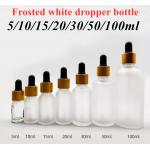 Luxury 1oz 2oz 10ml 15ml 20ml 30ml 50ml Empty round skincare serum Essential Oil Eye White Frosted Glass Dropper Bottle for sale