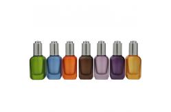 China Square Frosted Glass Dropper Bottle 50ml Serum Eye Essential Oil Push Button supplier