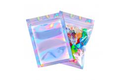 China Holographic 4x6 Resealable Bags , Clear Window Stand Up Mylar Bags supplier
