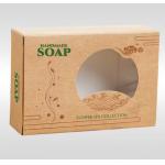 Full Color Printing Brown Kraft Paper Small Handmade Soap Packaging Paper Box Custom for sale