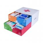 Cardboard First Aid Kit Boxes 4 Compartments For Cleansing Burncare Woundcare And Fever Care for sale