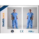 Children Disposable Scrub Suits Blue/Dark Blue Nonwoven For Cleaning Room for sale