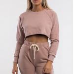 Women Knitted 230gsm Plain Crew Neck Sweatshirt Crop Top Sweatshirt for sale