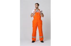 China 2 Side Pockets Orange Winter BIB Pants With Covered Metal Zip supplier
