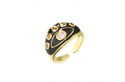 China Resizable Dripping Oil Ring Micro Enamel Zircon Evil Eye Ring supplier