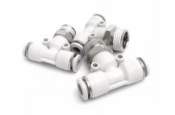 China PB T Shaped Pneumatic Quick Coupling Male Thread Positive Tee Air Connector supplier