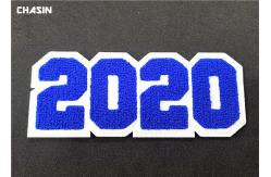 China 3D Custom Sew On Letterman Patches / 2020 Number Chenille Back Patches supplier
