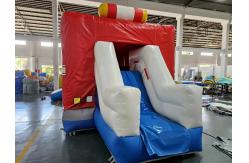China Red And Blue Inflatable Car Bounce House Fire Truck Jumping Castle supplier