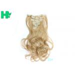 Blonde 16 Inches Synthetic Clip In Hair Extensions High Temperature Fiber for sale