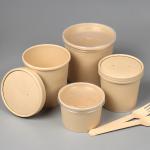 Disposable Bamboo Paper Soup Cup 8oz 12oz 16oz 26oz 32oz With Lid