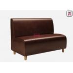 Solid Wood Leg Brown Leather Upholstered Restaurant Booth 120cm Length for sale