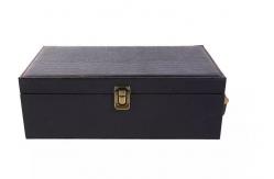 China Rigid PU Leather Box CMYK Glass Wine Box packaging Varnish 1 2 pcs supplier
