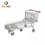 Heavy Duty Warehouse 5 Wheels Hand Push Metal Supermarket Transport Trolley Cart for sale