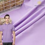 Mercerized Polo Shirt Cotton Fabric Breathable Solid Gloss Knitted Material for sale
