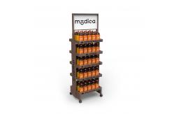 China Wooden 5 Layers Cocktail Display Stand with Wheels for Stores supplier