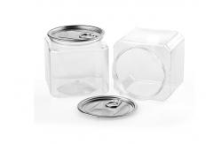 China Recyclable PET Packaging Can Clear Plastic Easy Open Lid Cylinder Jar supplier