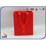 Red Color Luxury Paper Gift Bag Matte Lamination Gold Hot Stamping With Handle for sale